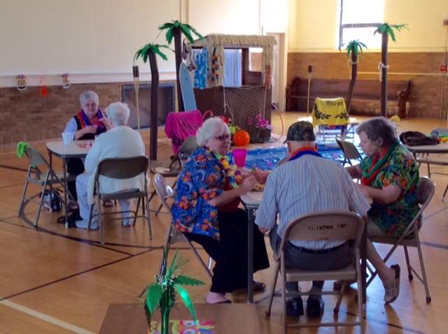 2015 photo luau wide shot of gym decor